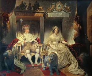 Baldachin Prints: Christian VIII (1786-1848) and Queen Caroline Amalie (1796-1881) in Coronation Robes