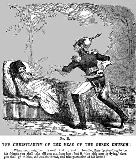 Sickbed Prints: The Christianity of the Head of the Greek Church, 1854. Creator: George Cruikshank