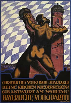History Of Germany Gallery: Christians! Shall Spartacus tear down your churches?, 1919. Artist: Keimel, Hermann