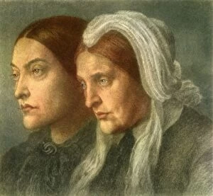 Christina Rossetti with her Mother, 1877, (1942). Creator: Dante Gabriel Rossetti