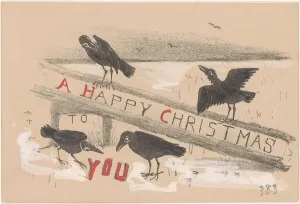 Crow Prints: Christmas card with four crows, 1878-1917. Creator: Theo van Hoytema