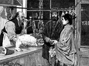 Butcher Prints: Their Christmas Dinner - Goose, drawn by G. King, 1883. Creator: Eugene Froment