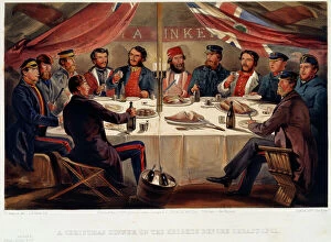 Celebrating Collection: A Christmas Dinner on the Heights before Sevastopol, 1855. Artist: William Simpson
