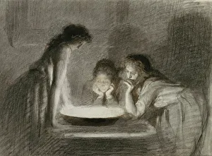 Images Dated 14th June 2013: Christmas Eve fortune telling, 1870s. Artist: Kramskoi, Ivan Nikolayevich (1837-1887)