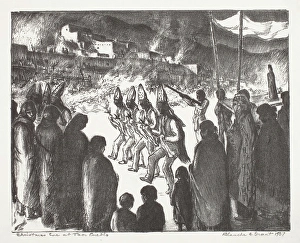 Traditional Culture Prints: Christmas Eve at Taos Pueblo, 1937. Creator: Blanche Grant