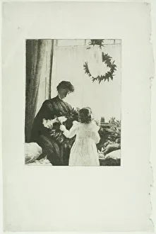 Decorating Prints: Christmas Greens, 1889. Creator: Julian Alden Weir