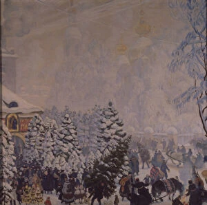 Christmas Eve Gallery: Christmas Market, 1918. Artist: Kustodiev, Boris Michaylovich (1878-1927)