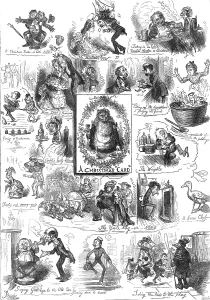 Evergreen Prints: A Christmas Medley, by F. Barnard, 1872. Creator: Joseph Swain