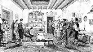 Roasting Prints: Christmas in Servia -- Preparing the National Dish, 1890. Creator: Unknown