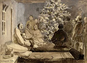 Christmas Tree at a Field Hospital near Irkutsk during the Russo-Japanese War, 1904. Creator: Boris Vasilievich Smirnov