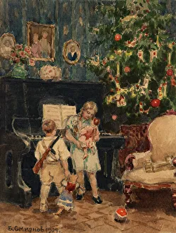 Smirnov Boris Vasilievich Prints: Christmas Tree in the House of Wealthy Residents of Irkutsk