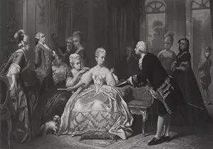 Monochrome Picture Collection: Christoph Willibald Gluck hands Queen Marie Antoinette the score of the opera