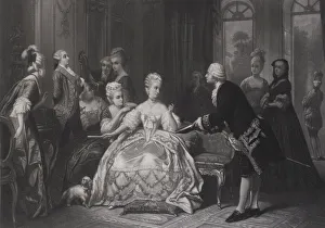 Mezzotint Prints: Christoph Willibald Gluck hands Queen Marie Antoinette the score of the opera