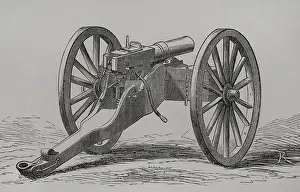 Christophe-Montigny Mitrailleuse - Hand-crank operated, back view, 1870. Creator: Unknown