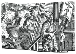 Christopher Columbus on board his ship, during his first voyage to the west, 16th century Christopher Columbus on board his ship, during his first voyage to the west, 16th century