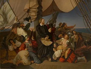 Columbus Prints: Christopher Columbus Discovers America, 1846