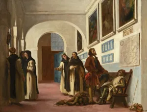 Andalusia Collection: Christopher Columbus and His Son at La Rabida, 1838. Creator: Eugene Delacroix