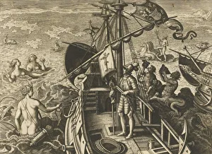 Christophorus Columbus Ligur (Americae Retectio). Artist: Stradanus (Straet, van der), Johannes (1523-1605)