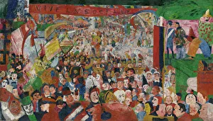 Mardi Gras Prints: Christ's Entry into Brussels in 1889, 1888. Creator: James Ensor