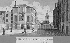 Christs Hospital School Gallery: Christs Hospital with Christ Church in the background, City of London, 1750. Artist