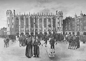 Christ's Hospital, Newgate Street - Boys in playground, 1891. Creator: William Luker.<br> Christ's Hospital, Newgate Street - Boys in playground, 1891