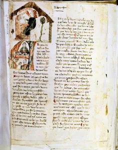 Escorial Prints: Chronicle of D. Jaume I by Ramon Muntaner, manuscript, 1328, front page with