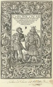 Faces Prints: Chronicon Abbatis Urspergen, 1515. Creators: Daniel Hopfer, Burchard of Ursperg