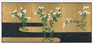 Ogata Kōrin Prints: Chrysanthemums by a Stream, late 1700s-early 1800s. Creator: Ogata Korin (Japanese