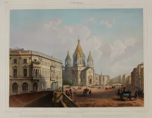 Jules 19th Century Prints: The Church of the Annunciation of the Life Guard Mounted regiment in Saint Petersburg