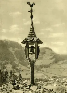 Chicken Prints: Church bell and weather vane, Kitzbühel, Tyrol, Austria, c1935. Creator: Unknown