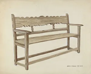 Church Bench - Wooden, c. 1937. Creator: Majel G. Claflin