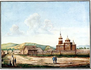 Church in Chita, 1829-1839. Artist: Bestuzhev, Nikolai Alexandrovich (1791-1855) Church in Chita, 1829-1839. Artist: Bestuzhev, Nikolai Alexandrovich (1791-1855)