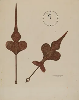 Clock Face Prints: Church Clock Hands, 1938. Creator: Walter Praefke