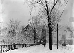 Detroit Prints: Church and Grand River Avenue in snow