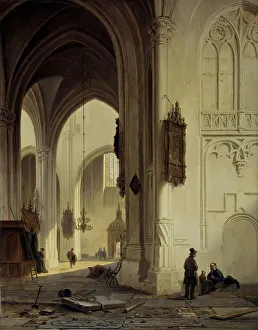Repair Prints: Church Interior, 1844. Creator: Bartholomeus Johannes van Hove
