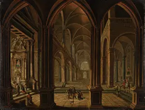 Columns Prints: Church Interior, 18th century. Creator: Christian Stocklin