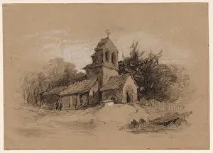 Henry Bright Prints: Church in a Landscape, 1800s. Creator: Henry Bright (British, 1810-1873)