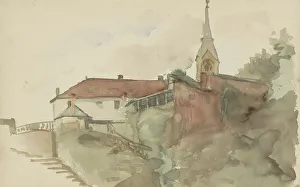 Grandmont Abrahamina Prints: Church in the middle of some houses