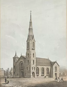 Steeple Collection: Church of the Pilgrims, Brooklyn, New York, 1844. Creator: Frances Flora Bond Palmer