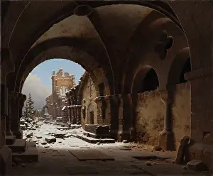 Church Ruin in Winter, 1848. Creator: Carl Hasenpflug