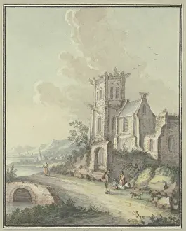 Overgrown Prints: Church ruins by the water, late 18th century. Creator: Johann Caspar Zehender