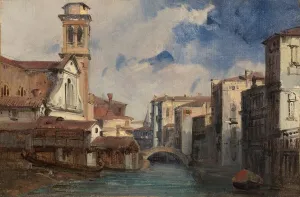 Oil On Paper On Canvas Prints: The Church of San Trovaso, Venice, c. 1830. Creator: Jules-Romain Joyant