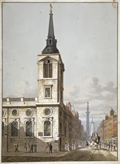 George Shepherd Prints: Church of St Benet Gracechurch and Gracechurch Street, City of London, 1811. Artist