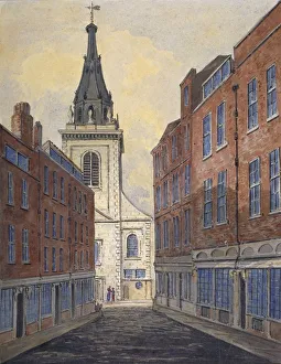 Church of St Edmund the King viewed from Clements Lane, City of London, 1820. Artist
