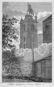 James Peller Prints: Church of St Giles without Cripplegate, and London Wall, City of London, 1801. Artist