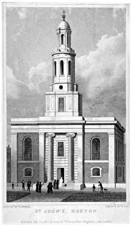 Edwards Gallery: Church of St John the Baptist, Hoxton, London, 1827. Artist: W Bond