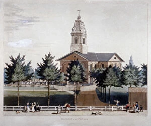 Hackney Collection: The Church of St John at Hackney, London, 1819. Artist: James Pollard
