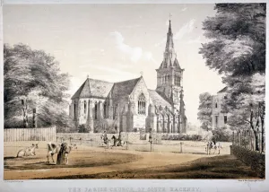 Hackney Prints: The Church of St John of Jerusalem, Hackney, London, c1850. Artist: CJ Greenwood