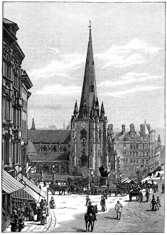 Pedestrian Collection: Church of St Martin in the Bull Ring, Birmingham, West Midlands, 1887