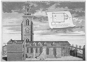 Vertue Prints: Church of St Martin-in-the-Fields, Westminster, London, c1720. Artist: George Vertue